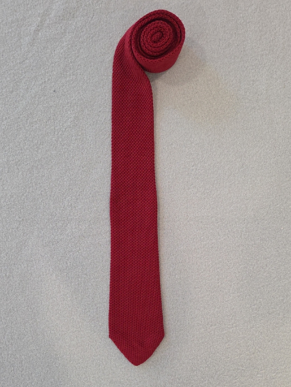 Lands' End Men's Vintage Burgundy Red Knit Silk Narrow Tie (2.75x54.5")